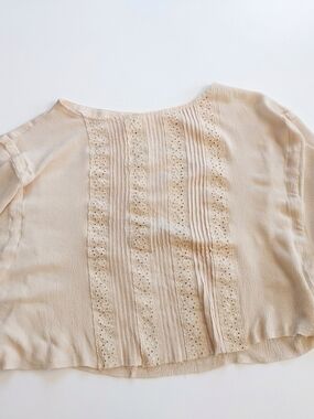 By Together Cream Eyelet Pintuck Blouse - Women Tops Medium